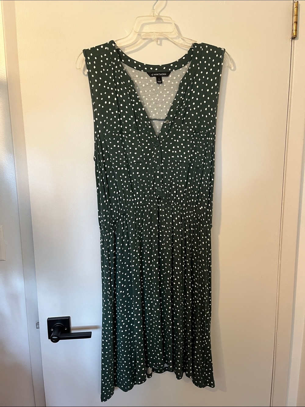 41 Hawthorn Dark Green Polka Dot V-Neck Midi Dress